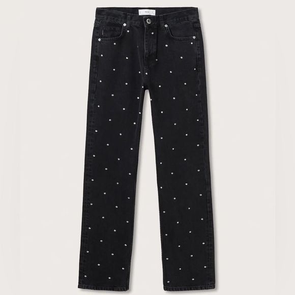 Mango Jewels Jeans Straight Festive New - Picture 2 of 5